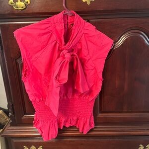 Zara hot pink bow blouse